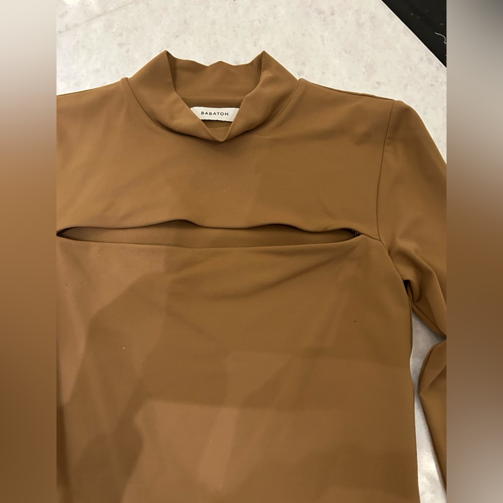 Babaton Camel Color Long-Sleeve bodysuit